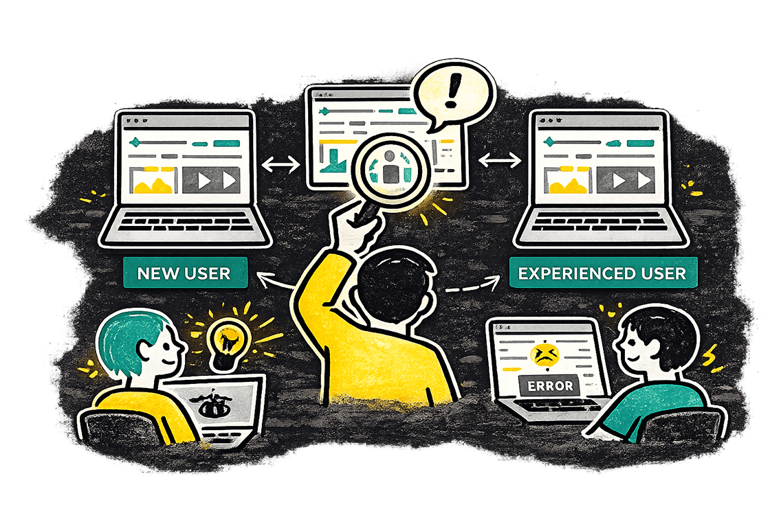 Deeper investigation showing user comparison between new and experienced users